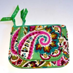Vera Bradley Mint and Pink Paisley Small Cosmetic Bags NWOT